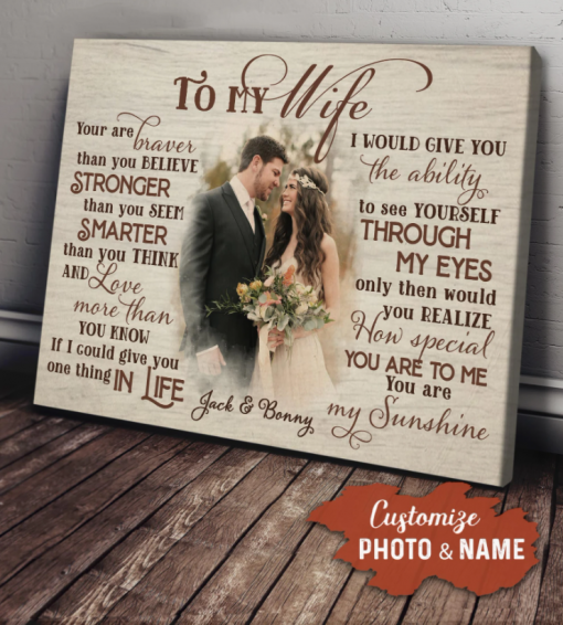 Poster Canvas Custom Photo and Name To My Wife - Home Decor, Apparel ...