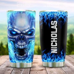 Skull Blue Fire Personalized KD2 ZZL1911012 Stainless Steel Tumbler-OwlsTeam