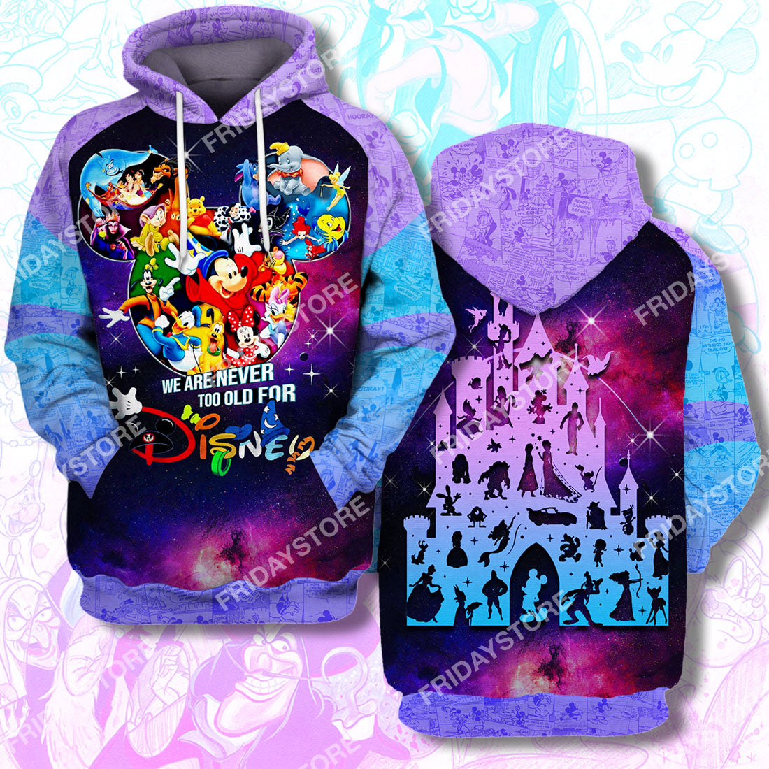DN T-shirt We Are Never Too Old For Disney T-shirt Awesome High Quality DN Hoodie Sweatshirt