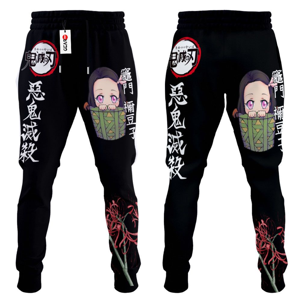 Nezuko Cute Jogger Pants Custom Anime Kimetsu Sweatpants - Home Decor ...