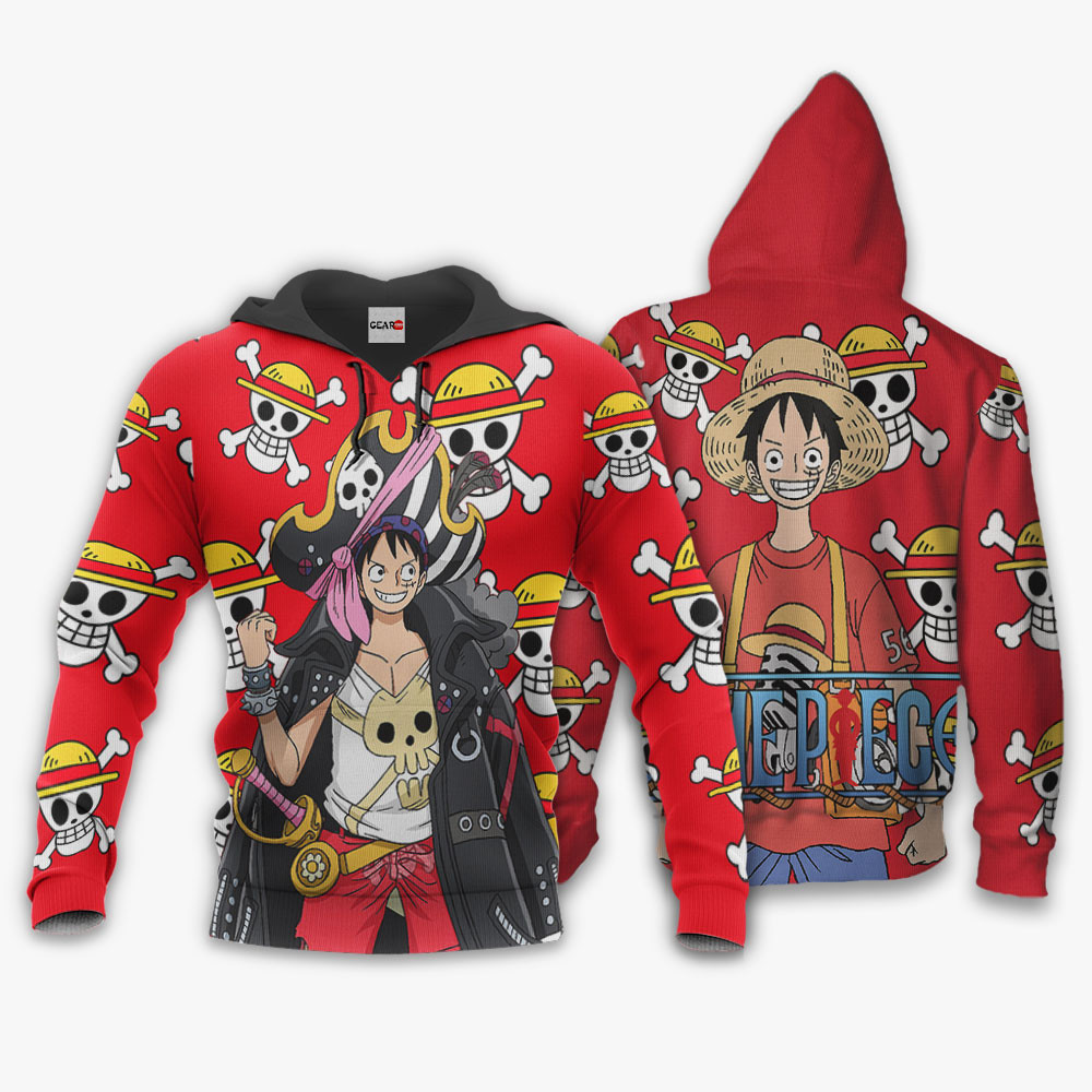 One Piece Red Luffy Hoodie Custom Anime Merch Clothes - Home Decor ...